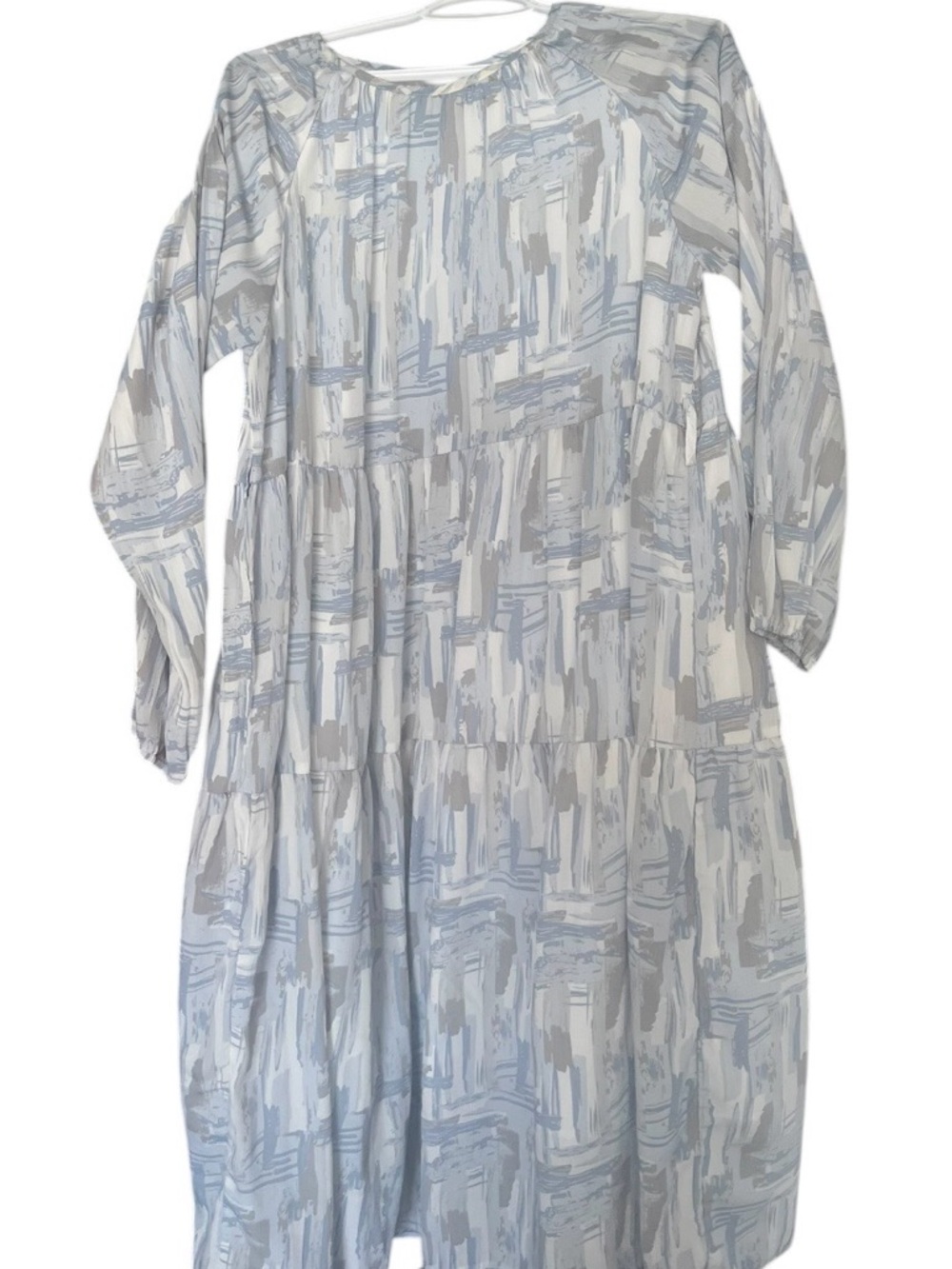 Light Blue & Gray Printed Midi Dress - Women